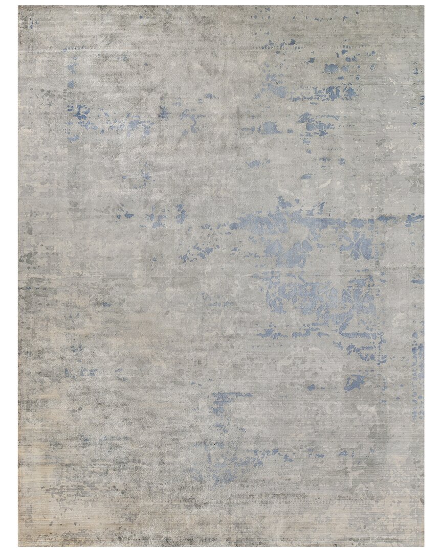 Exquisite Rugs Cassina Hand-loomed Bamboo Silk & Cotton Sky Area Rug In Sky Blue