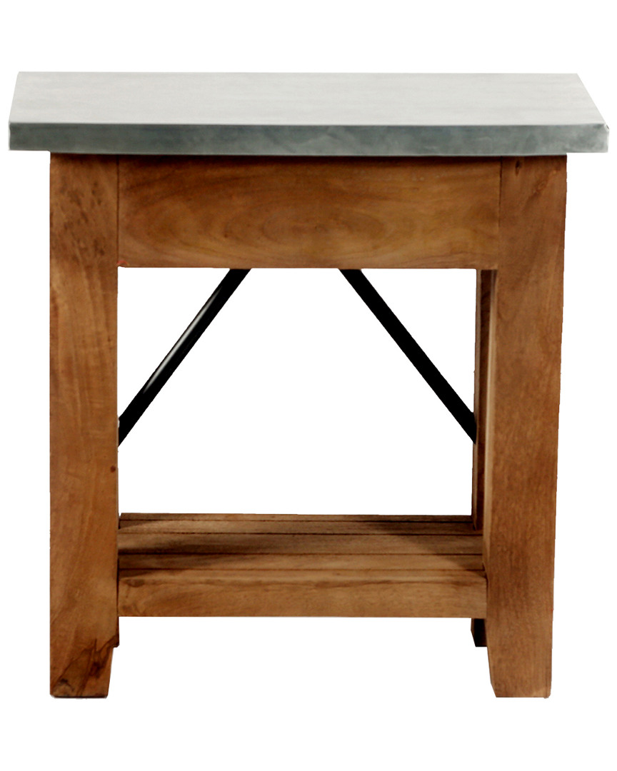 Alaterre Millwork 22in Wood And Zinc Metal End Table With Shelf