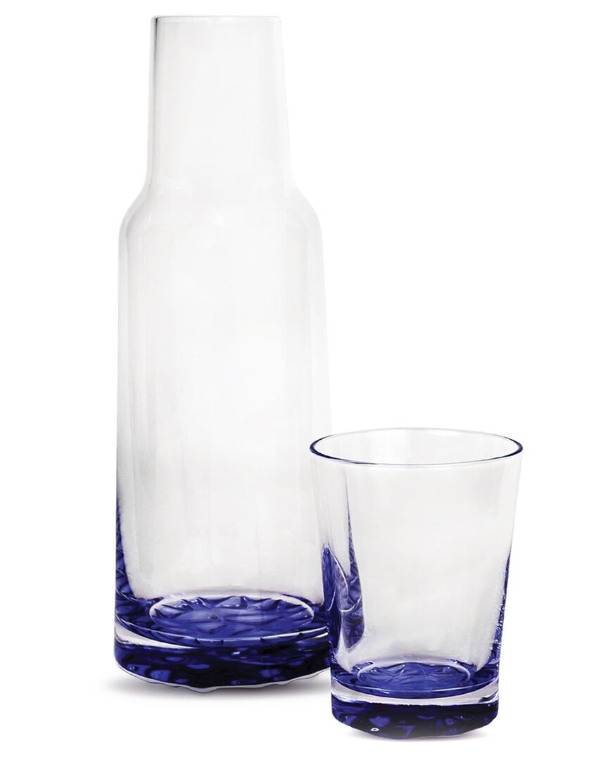 Jay Imports Blue Bottom 2pc Glass Carafe Set