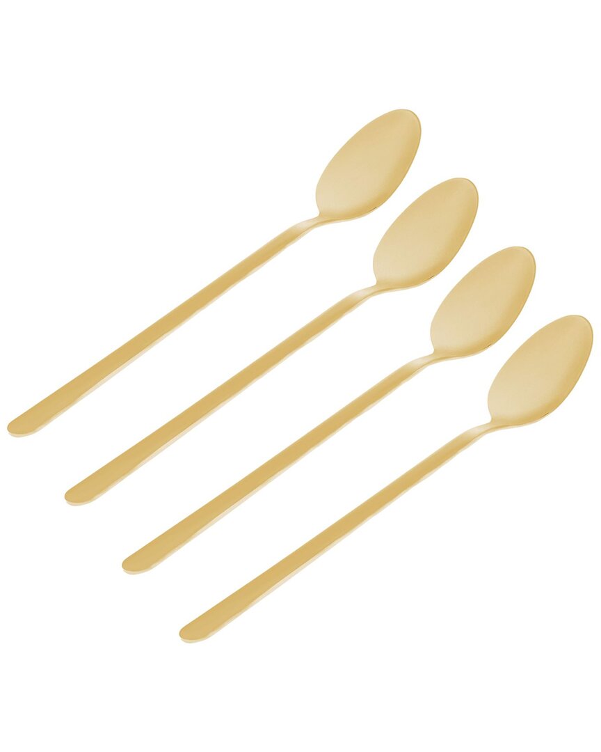 Godinger Set Of 4 Lola Matte Gold 18/0 Stainless Steel Iced Tea In Gold