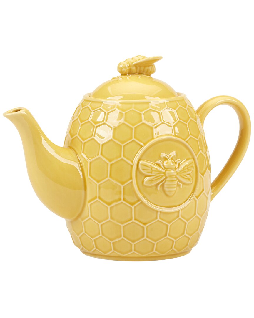 CERTIFIED INTERNATIONAL CERTIFIED INTERNATIONAL FRENCH BEES EMBOSSED HONEYCOMB TEAPOT