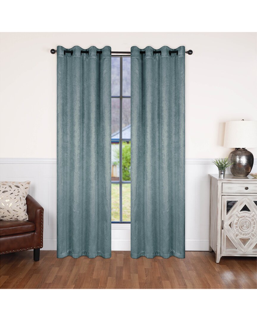 Superior 52x120 Modern Geometric Waves Blackout 2pc Curtain Panel Set In Teal