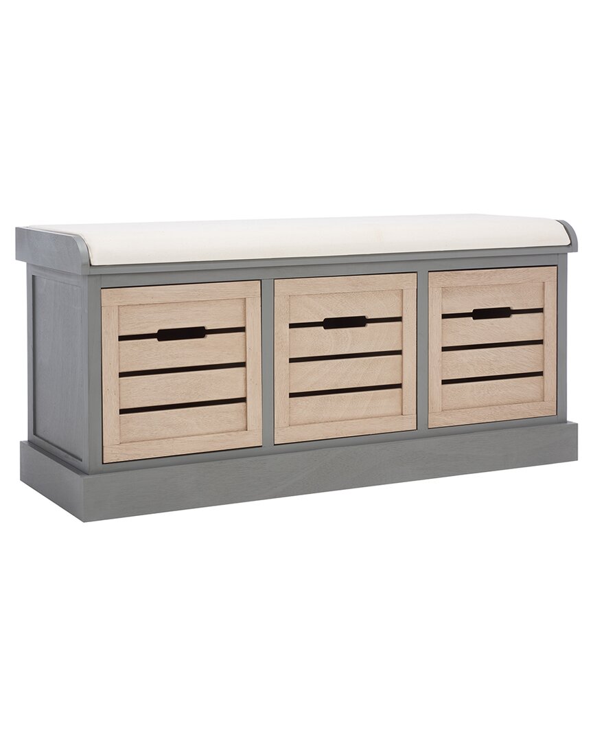 Safavieh Briar Cushioned Storage Bench In Grey