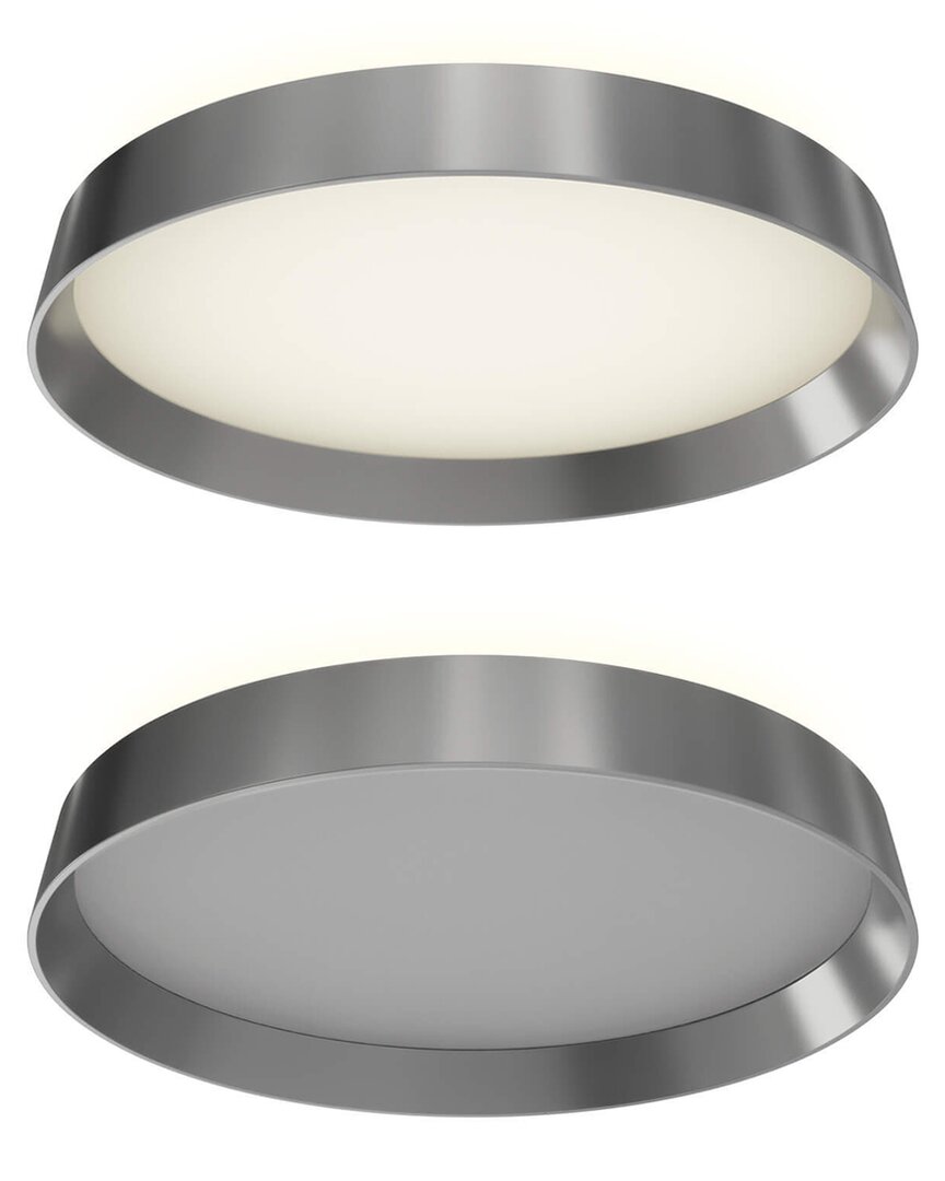 Villa 408 Aurora 12in Dual-light Dimmable Led Flush Mount In Silver