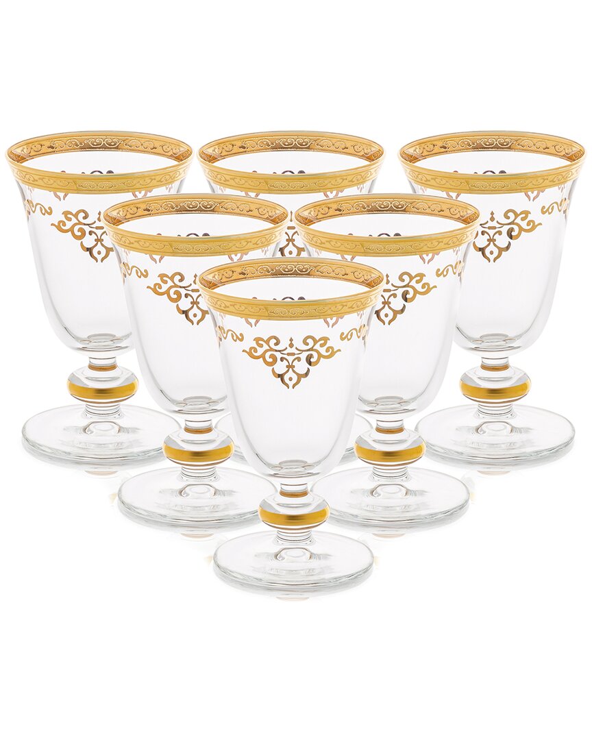 Shop Alice Pazkus Set Of Six 7oz Short Stem Glasses With Gold Design