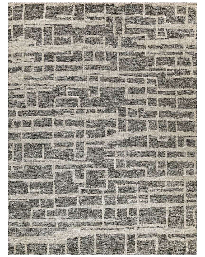 Exquisite Rugs Aldridge Hand-knotted New Zealand Wool & Bamboo Silk Charcoalivory Area Rug In Charcoal