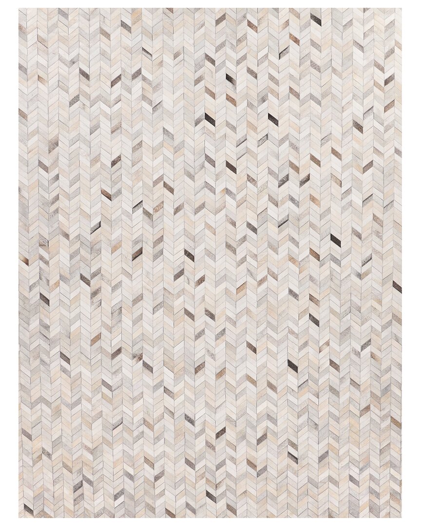 Exquisite Rugs Mosaic Leather Cowhide Rug In Silver