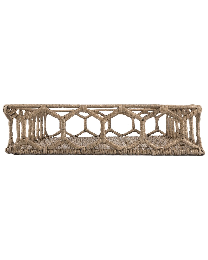 Happimess Honeycomb 19.75" Rustic Bohemian Hand-woven Rattan Tray, Natural