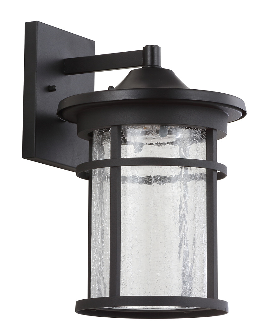 Jonathan Y Porto 14in Outdoor Wall Lantern Crackled Glass Metal Integrated Led Sconce