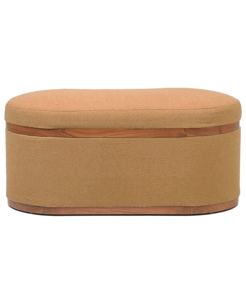 Tov Furniture Olivier Boucle Oval Storage Ottoman In Peach
