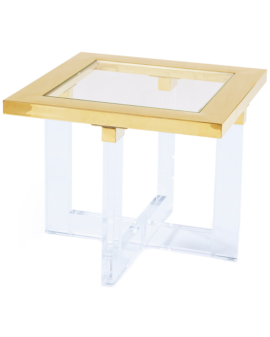 Pasargad Home Vicenza Collection Lucite White Side Table