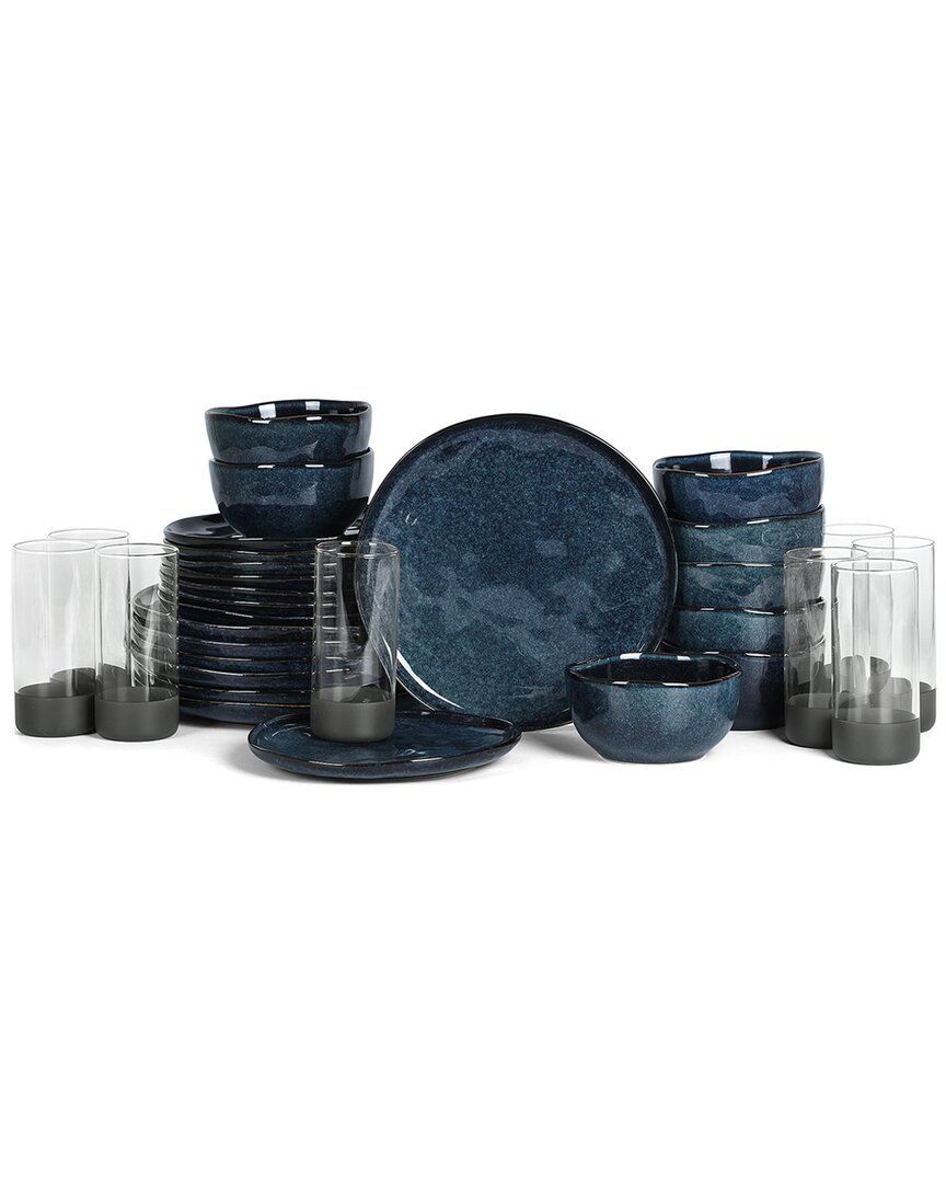 Stone Lain Mirella 32pc Stoneware Dinnerware Set With Borosilicate Glass
