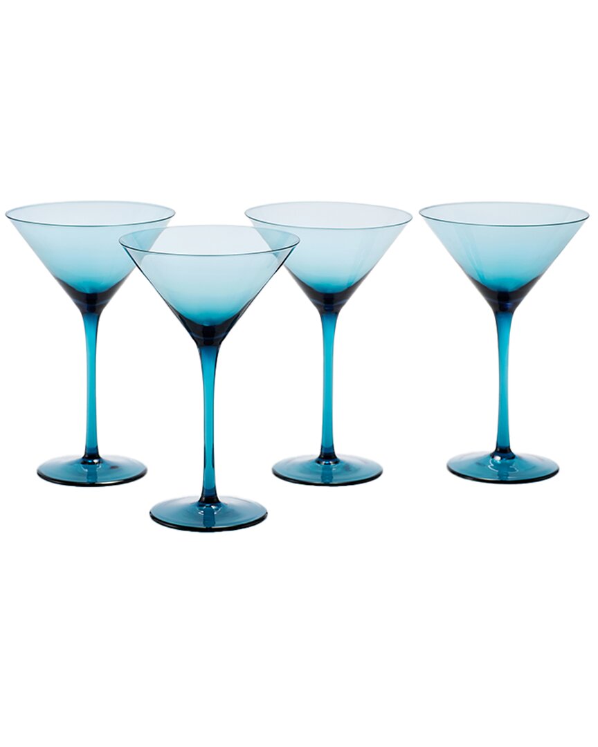 Fortessa Set Of 4 Gala Glass Blue Martini Glasses
