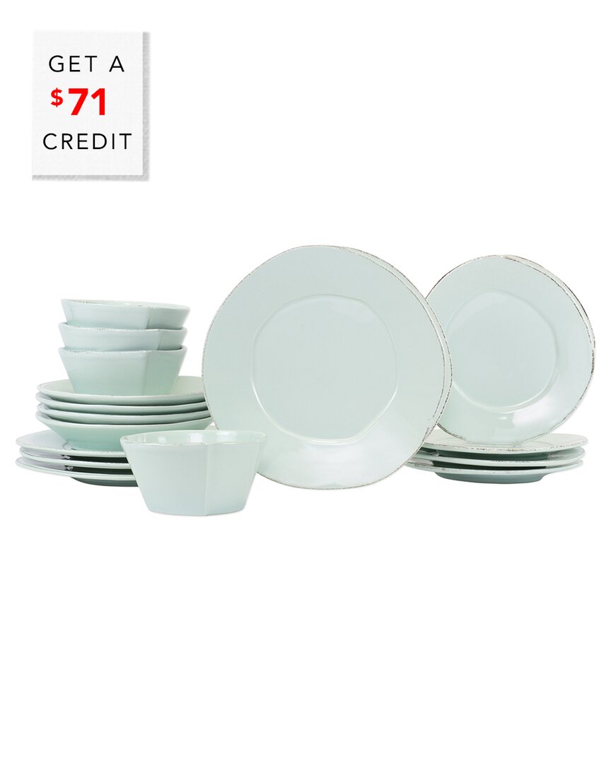 Vietri Lastra 18pc Place Setting With $71 Credit In Aqua