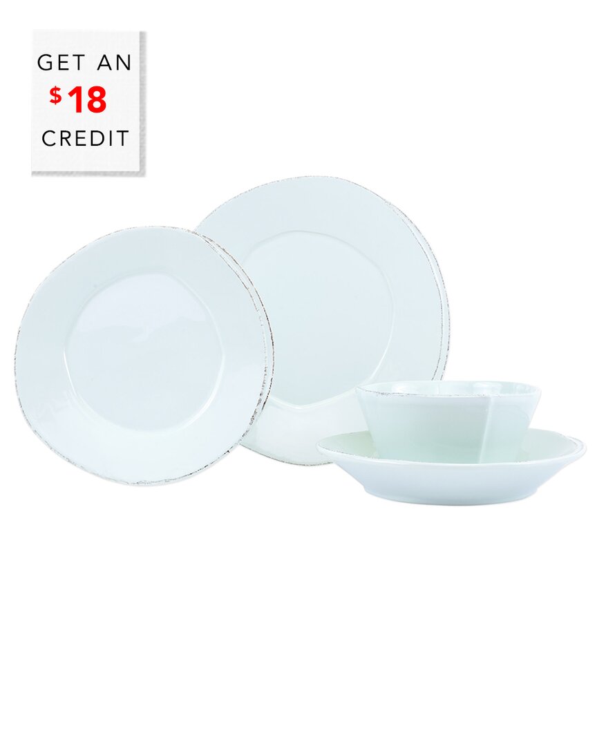 Vietri Lastra 4pc Place Setting With $18 Credit In Aqua