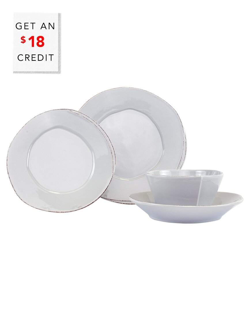 Vietri Lastra Light 4pc Place Setting With $18 Credit In Grey