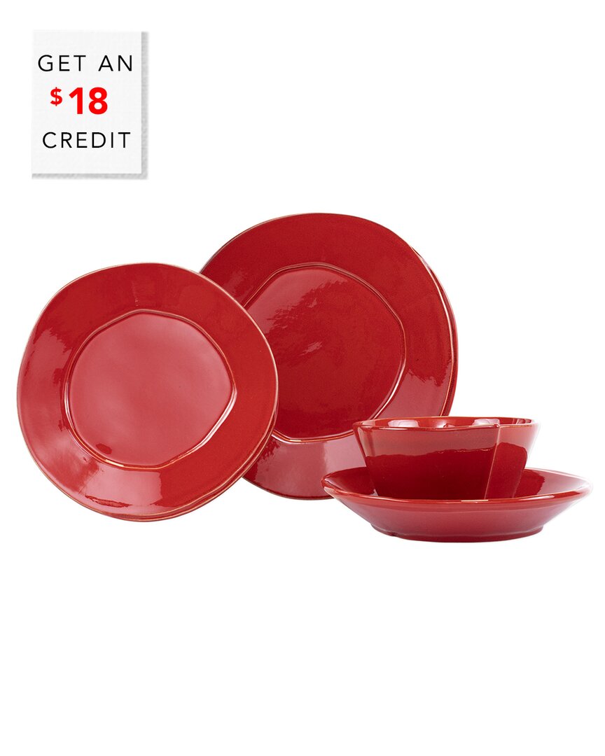Vietri Lastra 4pc Place Setting With $18 Credit In Red