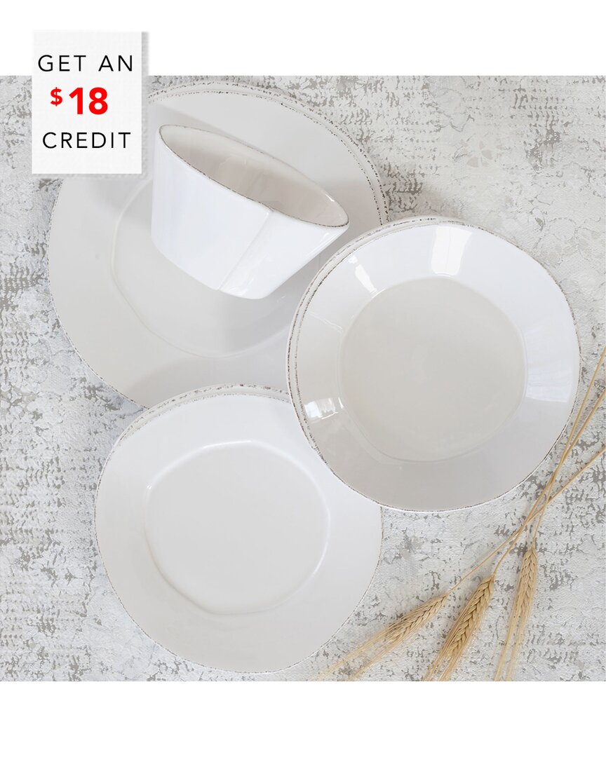 Vietri Lastra 4pc Place Setting With $18 Credit In White