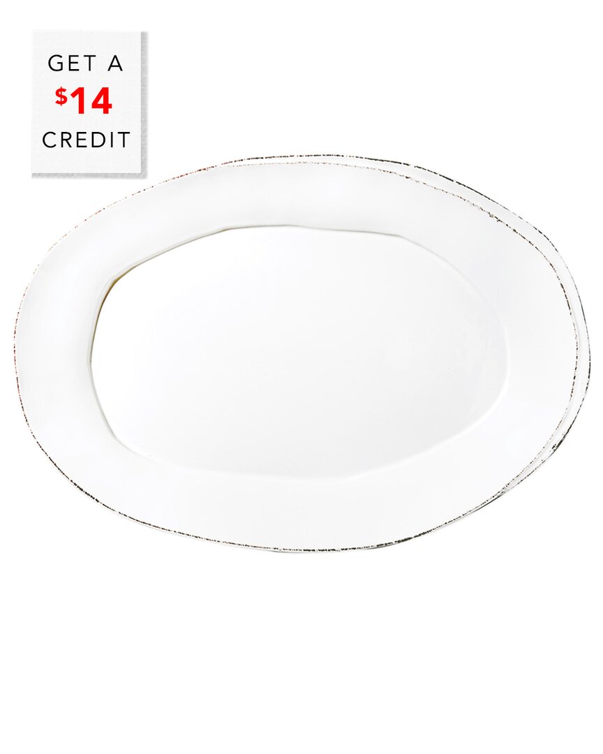 Vietri Lastra Oval Platter With $14 Credit In White