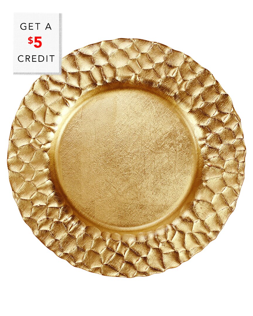 Shop Vietri Rufolo Glass Honeycomb Service Plate/charger With $5 Credit In Gold