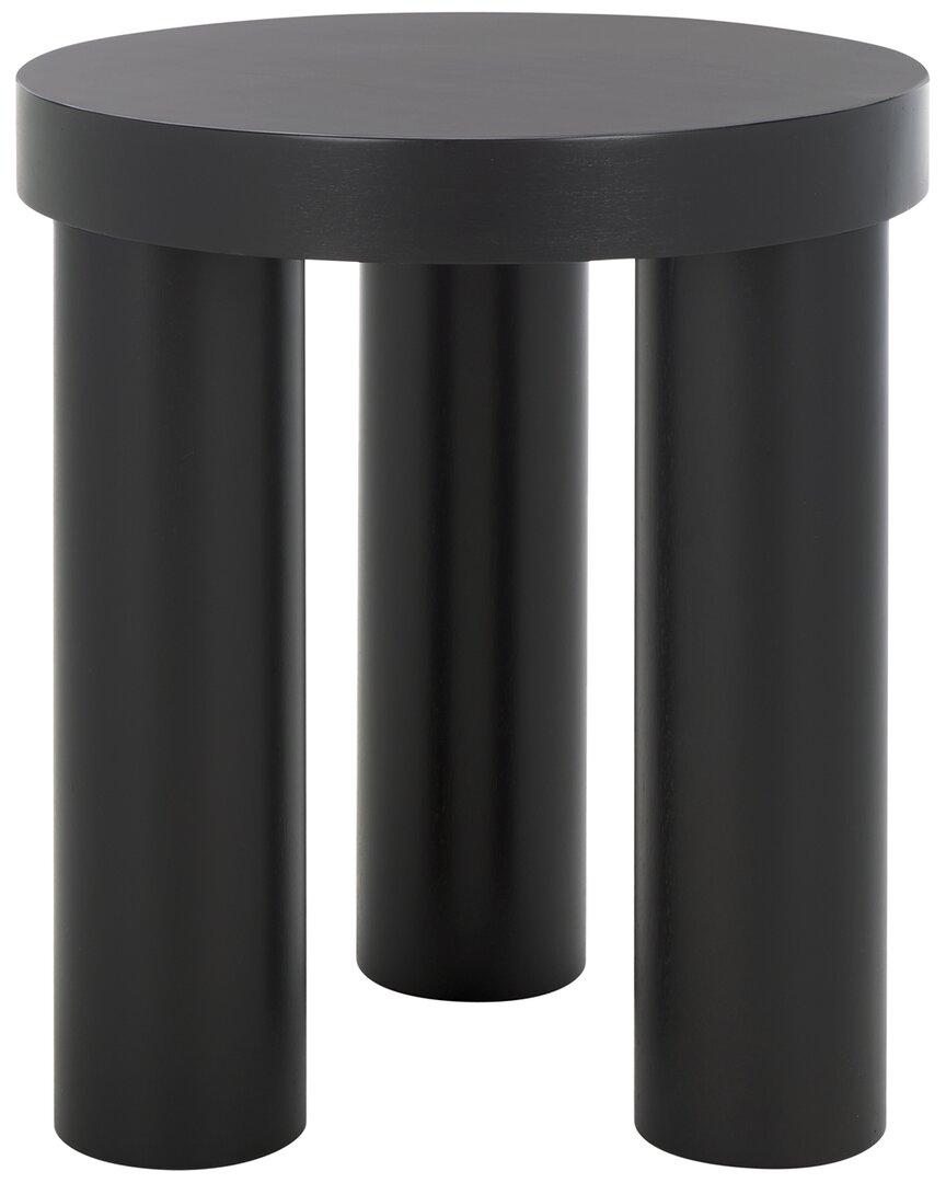 Safavieh Couture Bary Round 3 Leg Wood Accent Table In Black