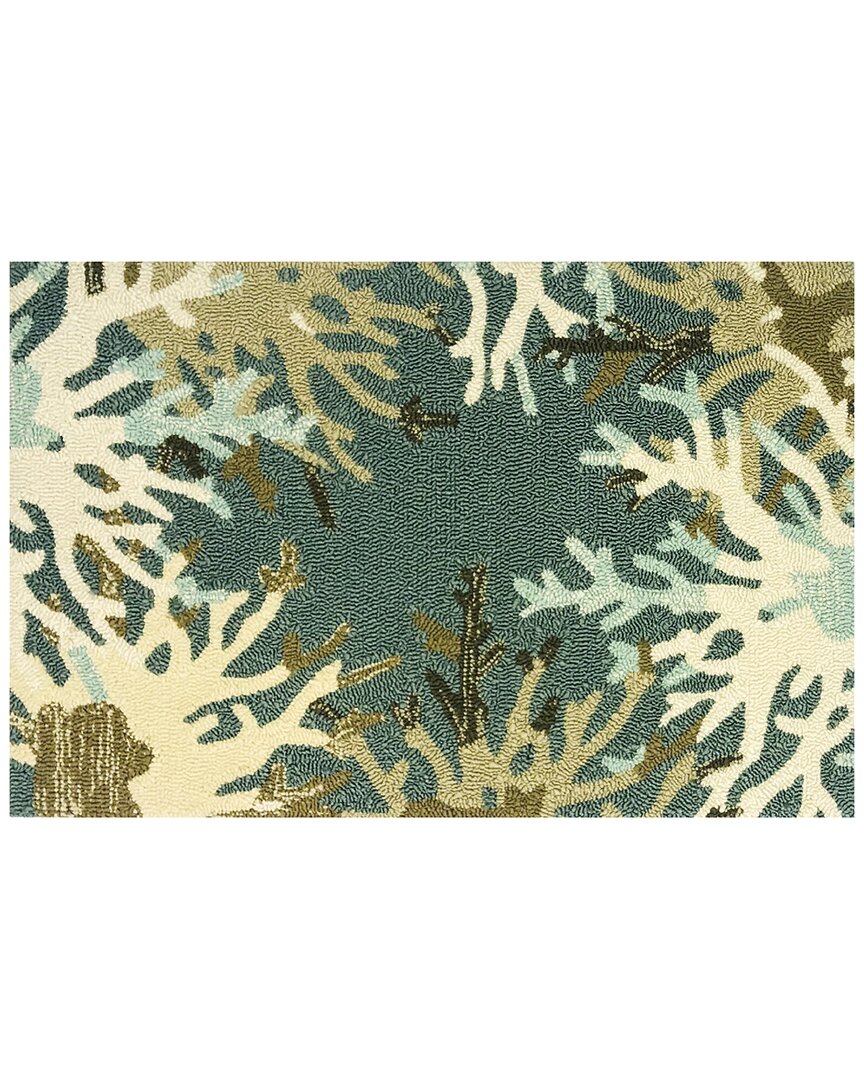 The Rug Market Coral Border 30x48in Doormat In Aqua