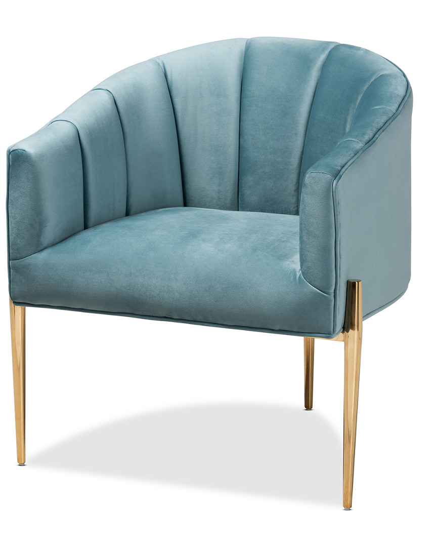 Design Studios Clarisse Glam And Luxe Light Blue Velvet Accent Chair