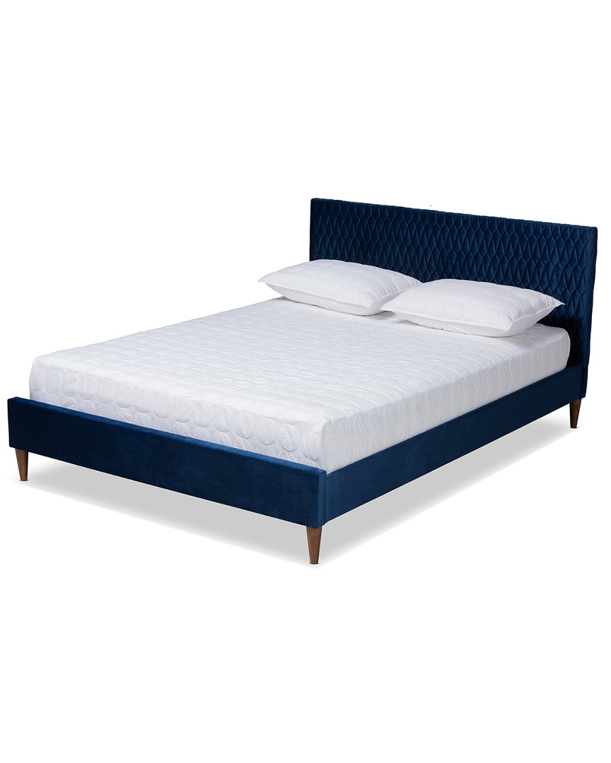 Design Studios Frida Glam And Luxe Royal Blue Velvet Queen Size Bed