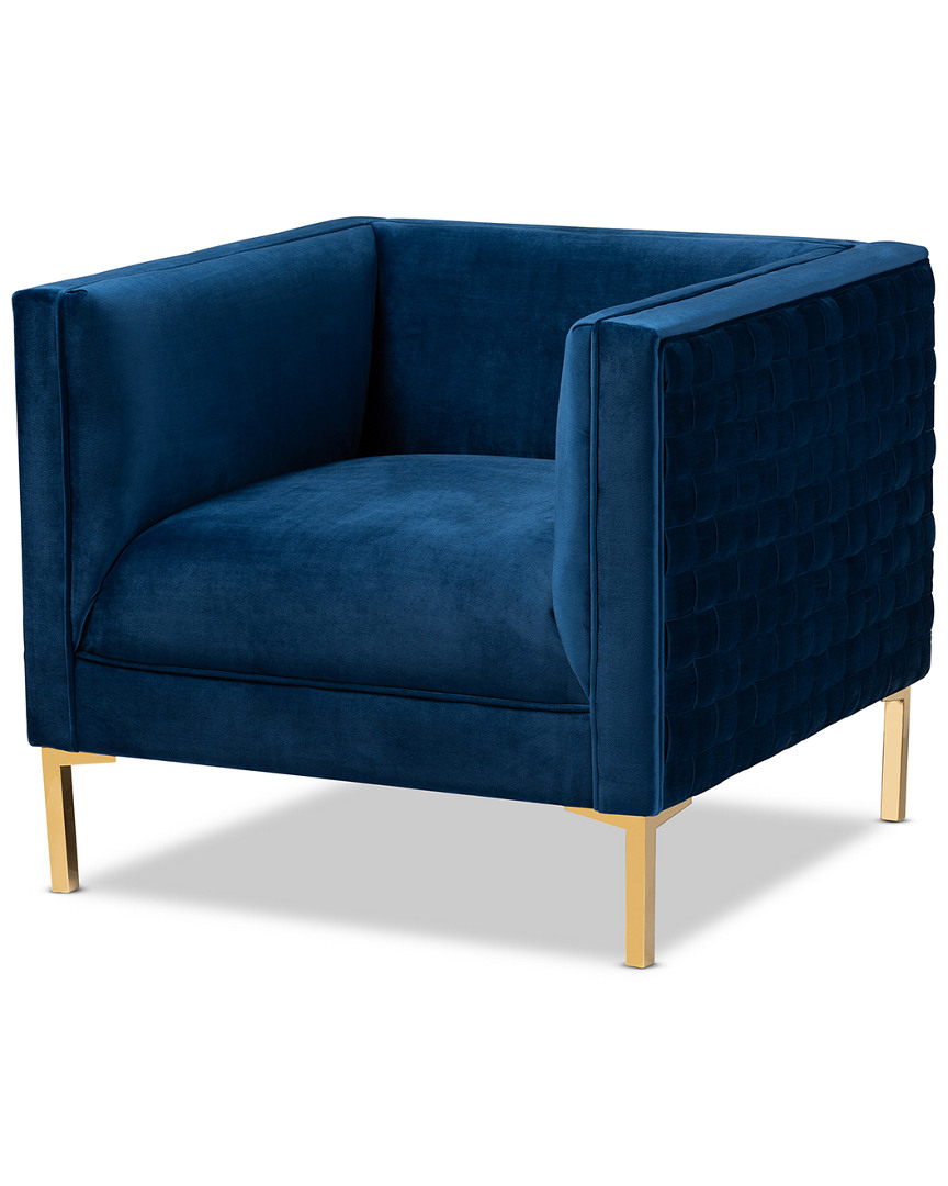 Design Studios Seraphin Glam And Luxe Navy Blue Velvet Armchair