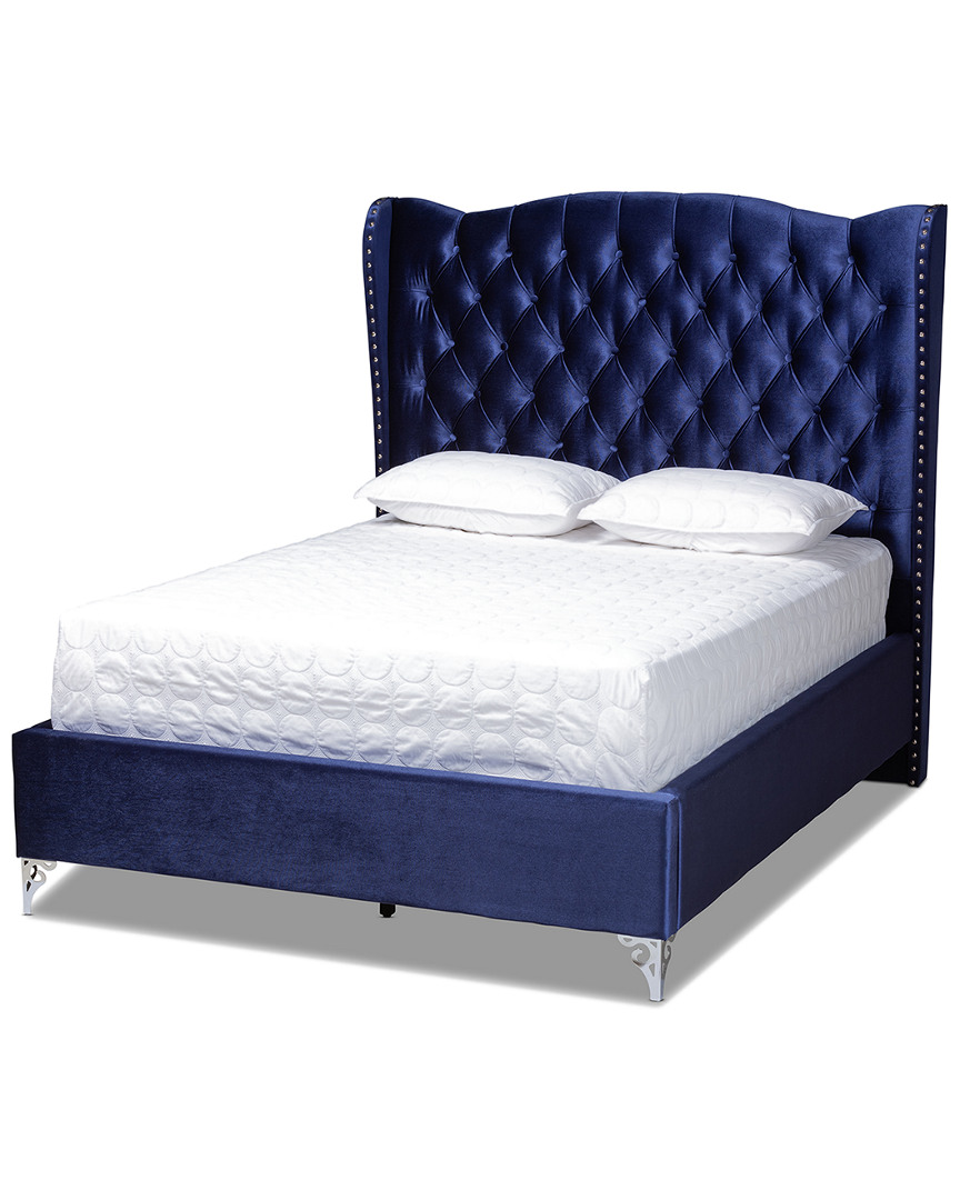 Design Studios Hanne Glam And Luxe Purple Blue Velvet Wingback Bed