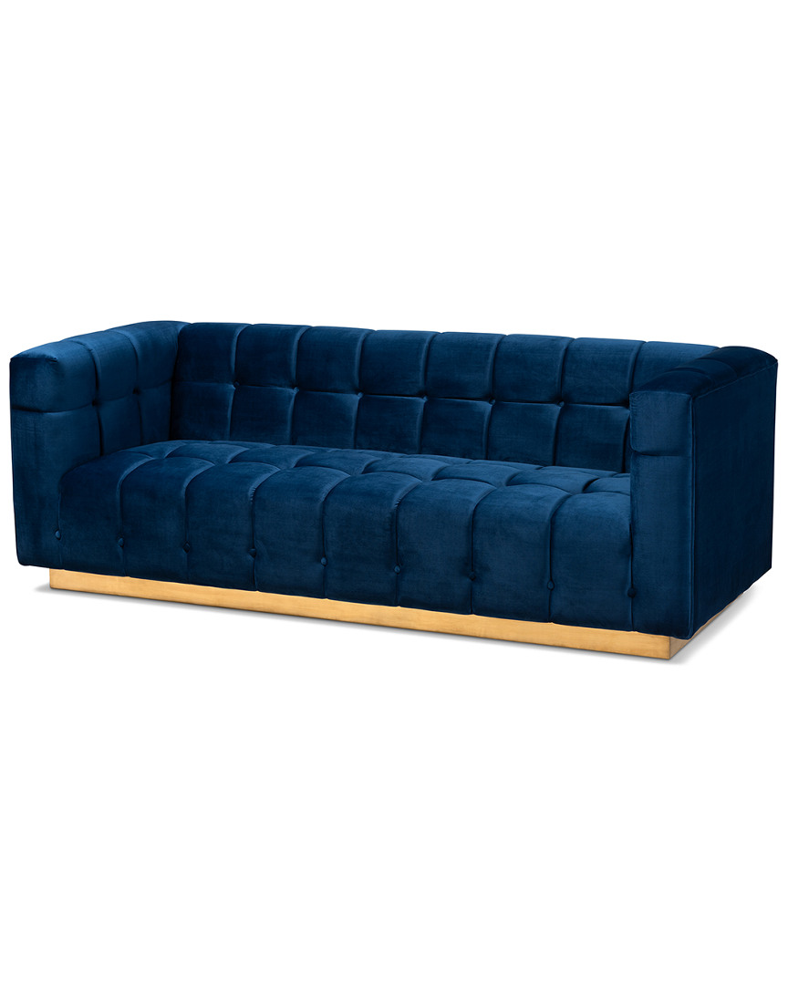 Design Studios Loreto Glam And Luxe Navy Blue Velvet Sofa