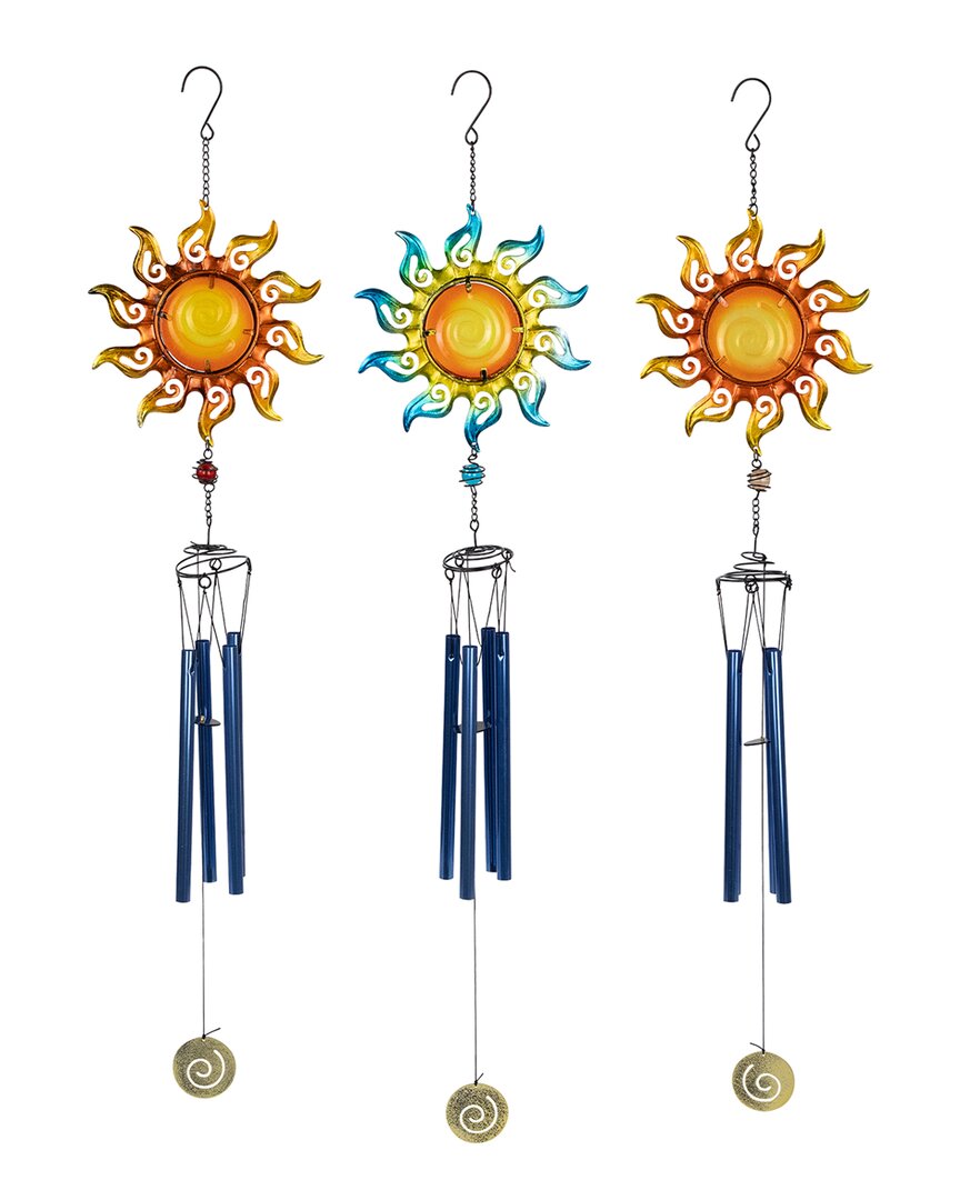 Northlight Set Of 3 Shining Suns Outdoor Garden Windchimes