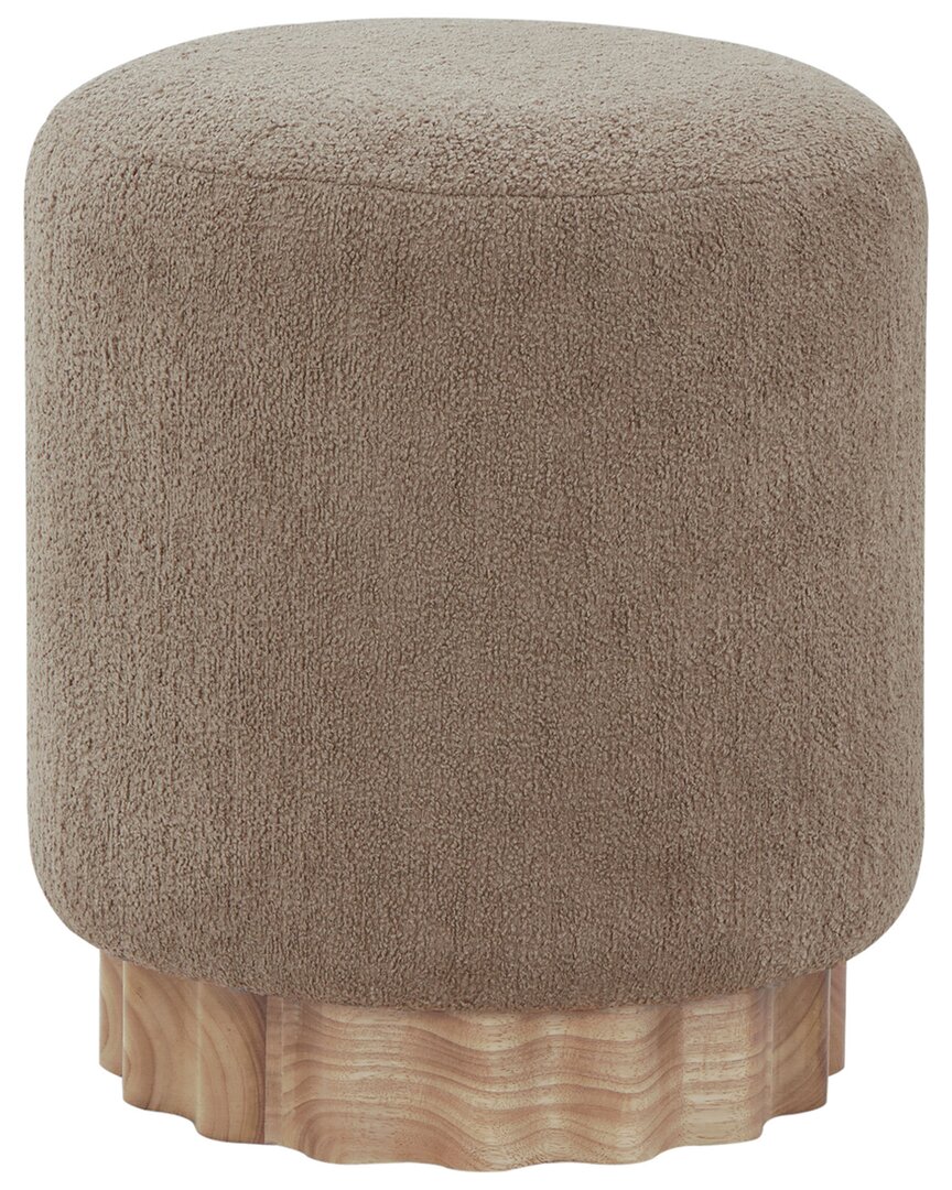 Safavieh Couture Nikolas Round Boucle Ottoman In Brown