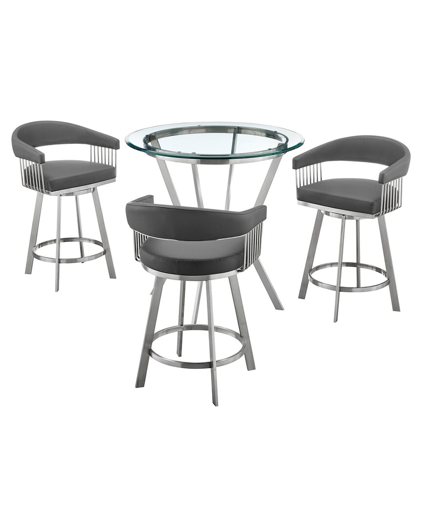 Armen Living Naomi And Chelsea 4pc Counter Height Dining Set In Gray