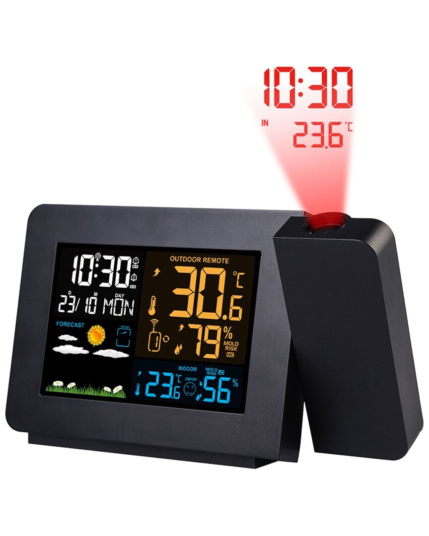 Fresh Fab Finds Wireless Weather Station With Atomic Projection Alarm Clock In Black