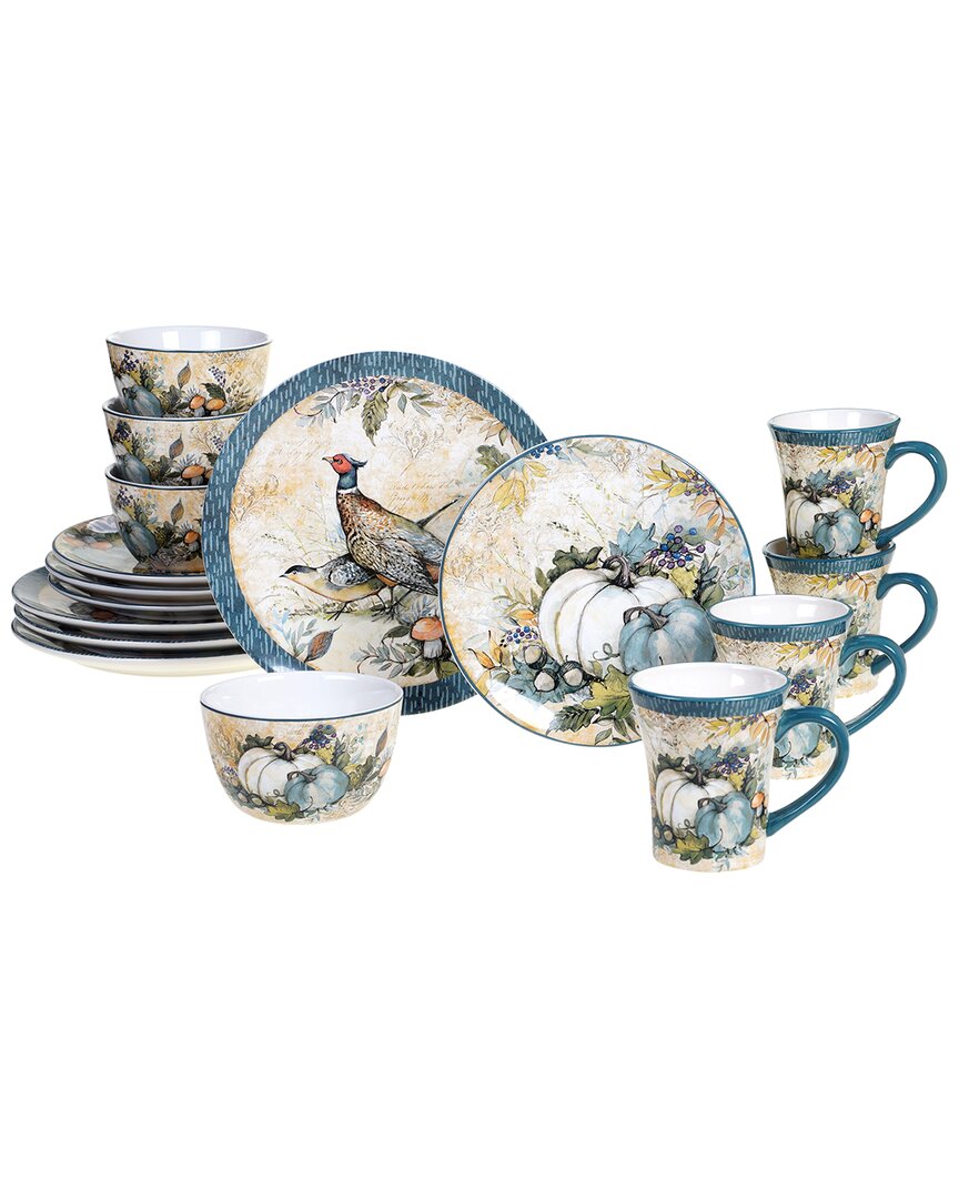 Certified International Harvest Gatherings 16pc Dinnerware Set In Blue
