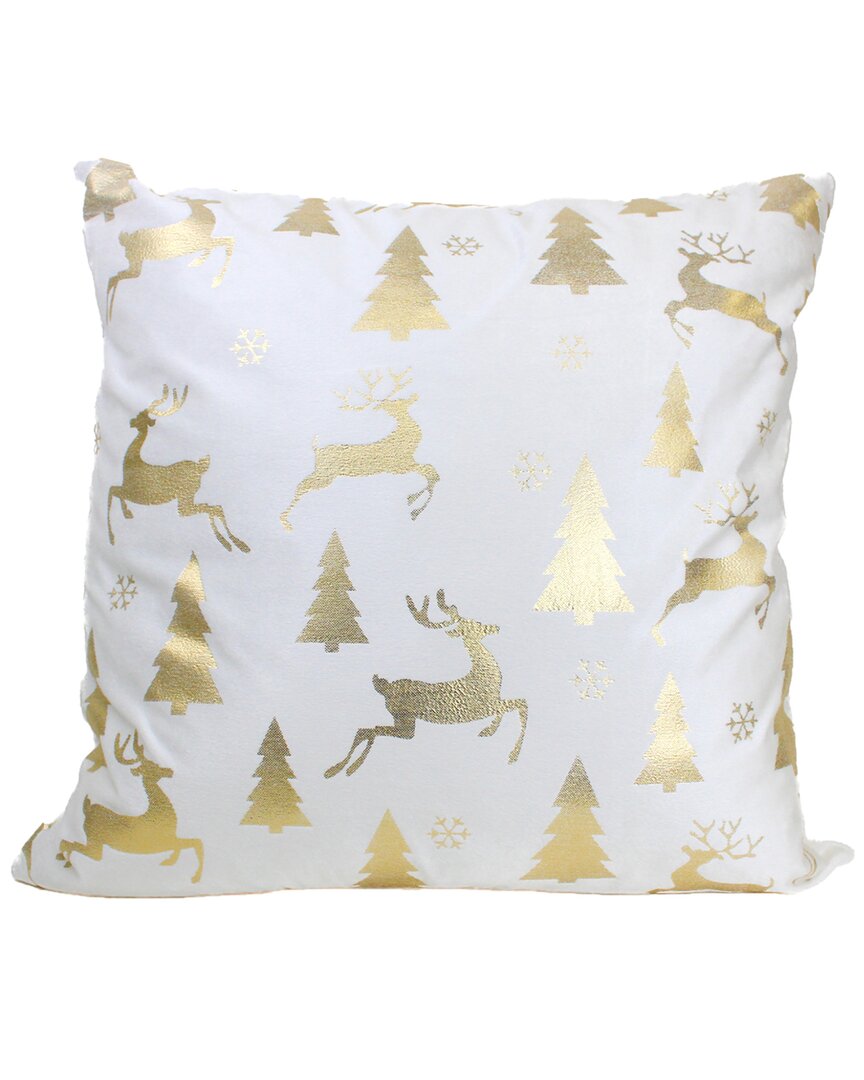 Harkaari Luminescent Metallic Christmas Print Pillow In White