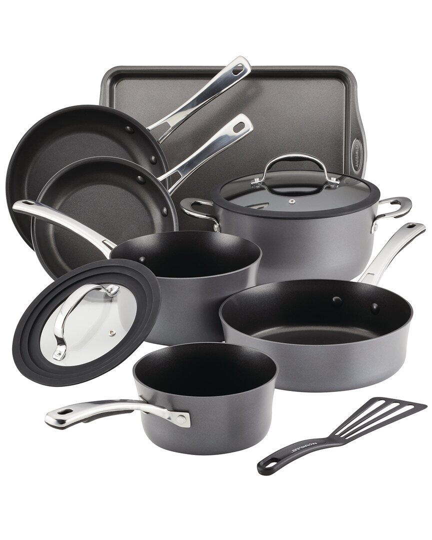 Rachael Ray Cook + Create Hard Anodized Nonstick Cookware Set In Black