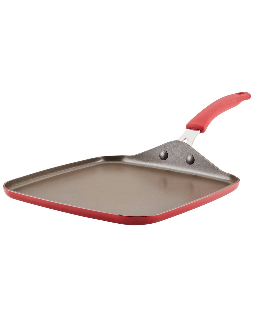 Rachael Ray Cook + Create Aluminum Nonstick Square Stovetop Griddle Pan, 11in In Red