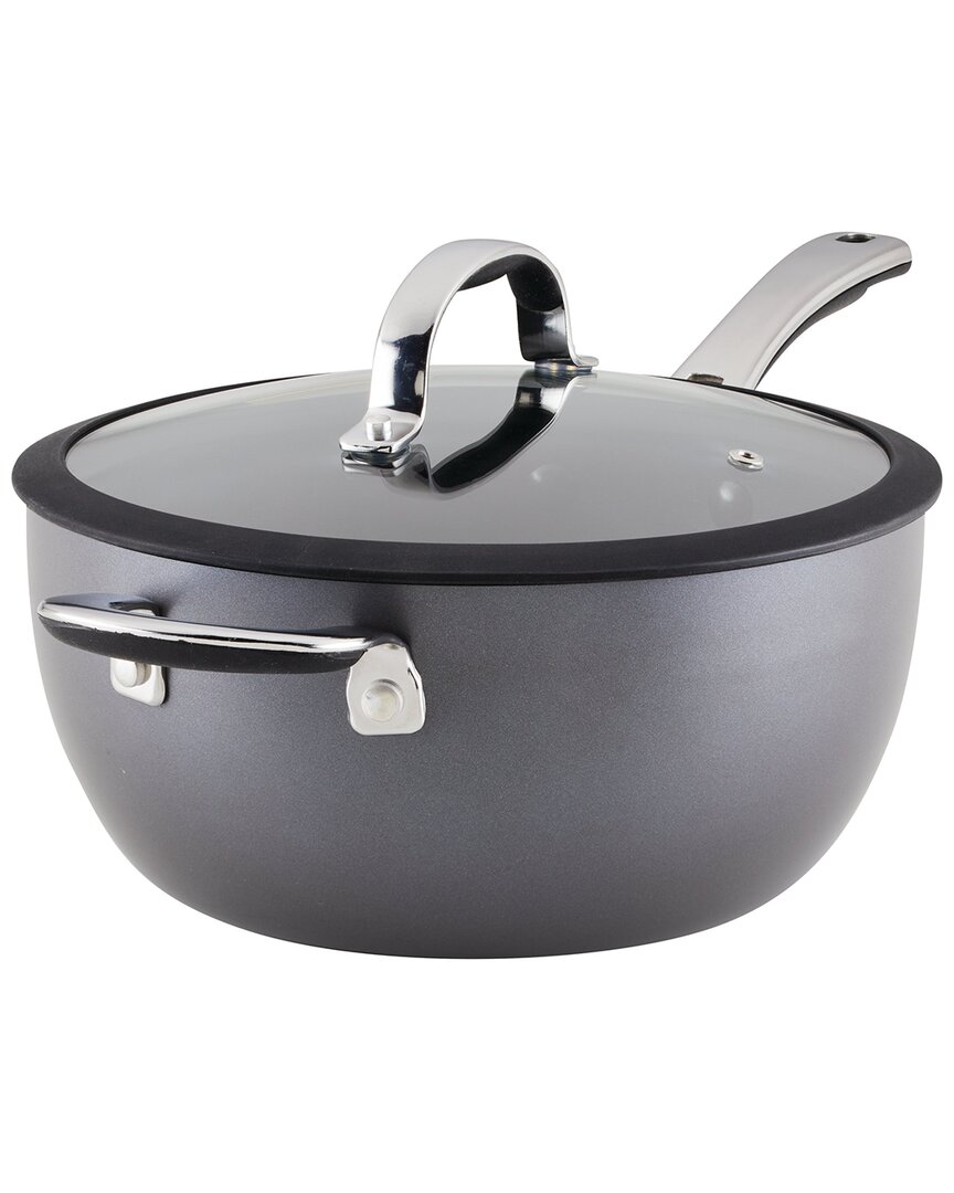 Rachael Ray Cook + Create Hard Anodized Nonstick Saucier With Lid And Helper Handle, 4.5 Quart In Black
