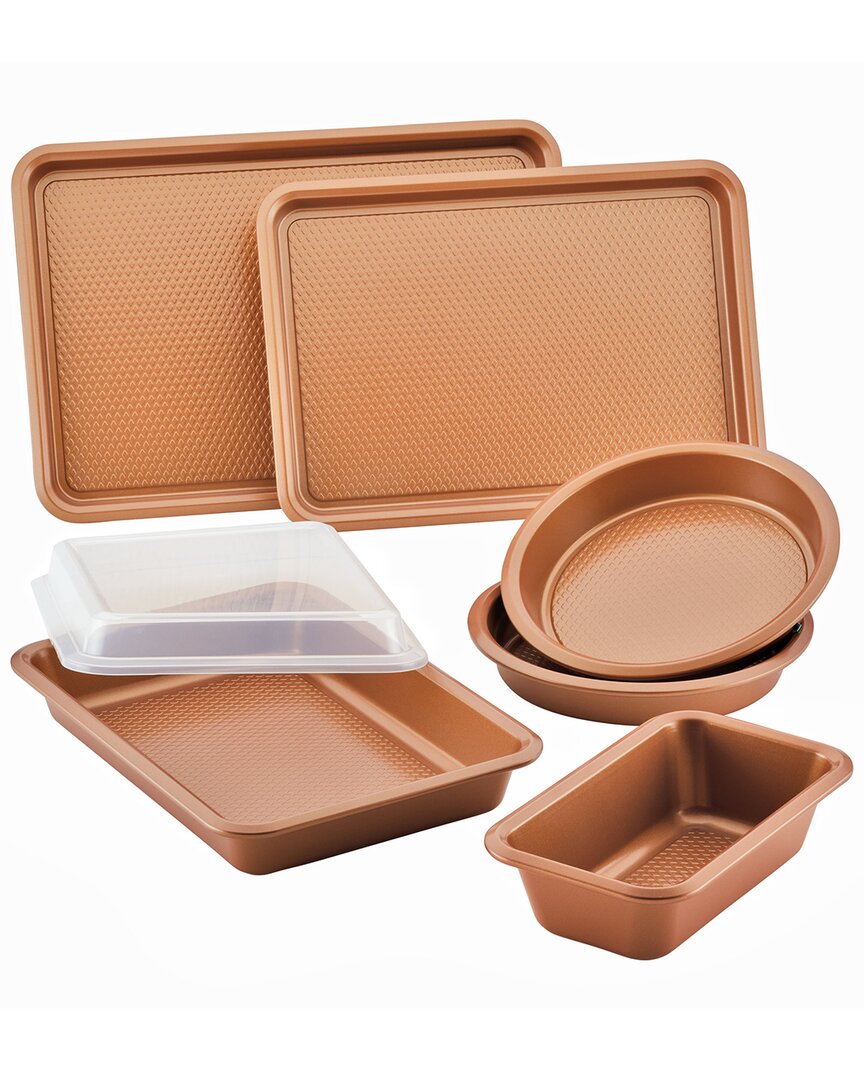 Ayesha Curry Bakeware Nonstick Cookie Pan, Loaf Pan, And Cake Pan Set, 7pc In Copper