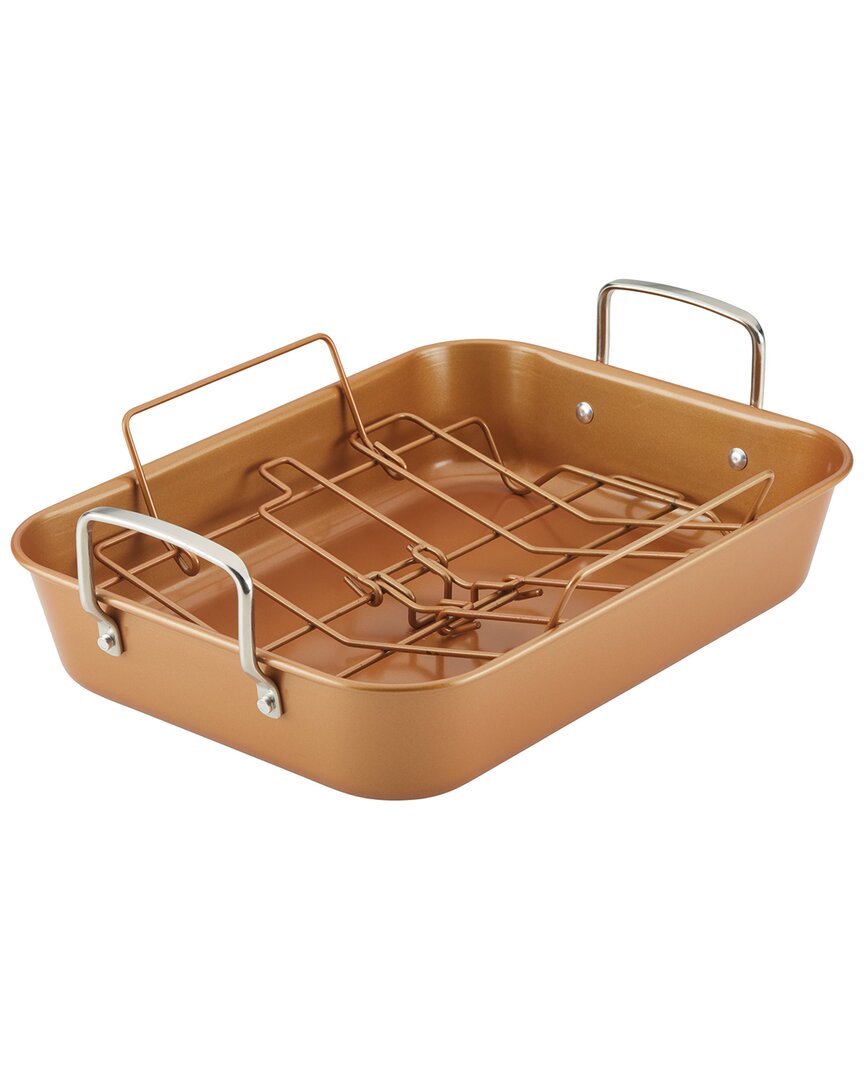 Ayesha Curry Bakeware Nonstick Roaster With Convertible Rack, 11in X 15in In Copper