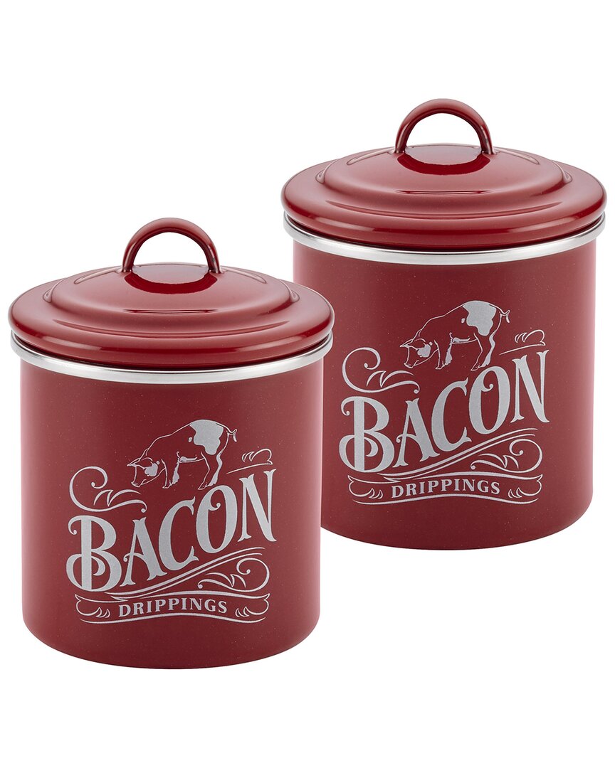 Ayesha Curry Collection Enamel On Steel Bacon Grease Cans, Set Of 2 In Red
