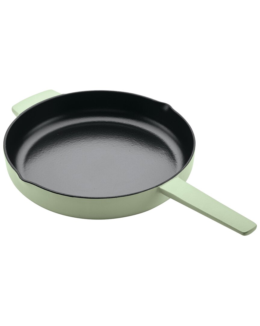 Kitchenaid Enameled Cast Iron Induction Skillet With Helper Handle And Pour Spouts In Green