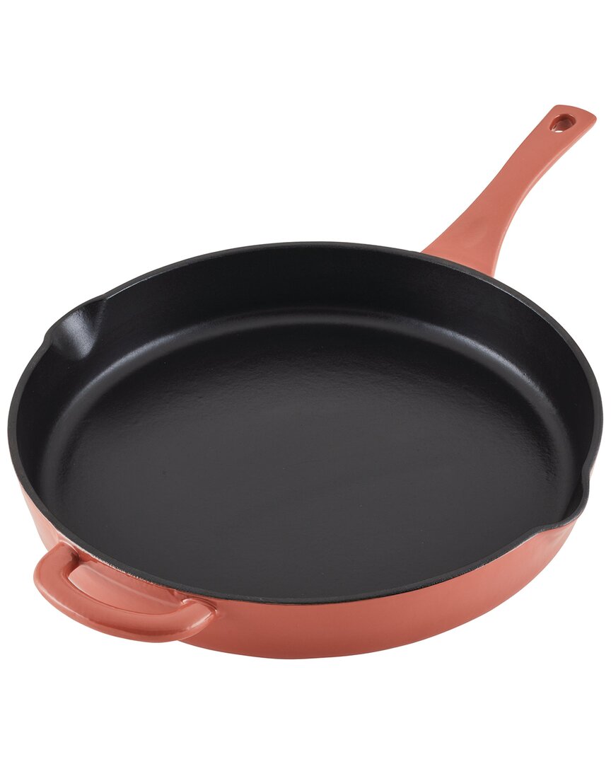 Ayesha Curry Enameled Cast Iron Skillet With Helper Handle And Pour Spouts, 12in In Red