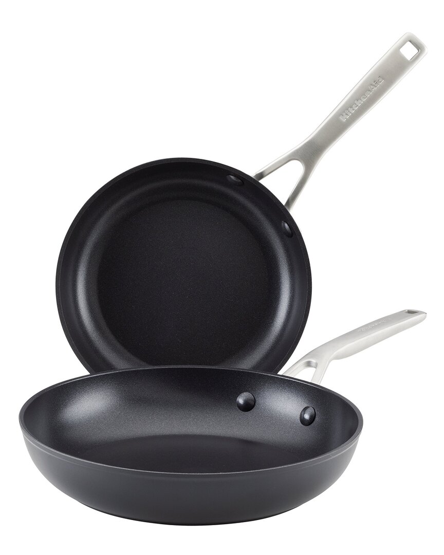 Shop Kitchenaid Hard-anodized Induction Nonstick Frying Pan Set In Black