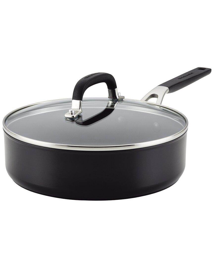 Shop Kitchenaid Hard Anodized Nonstick Saute Pan With Lid In Black