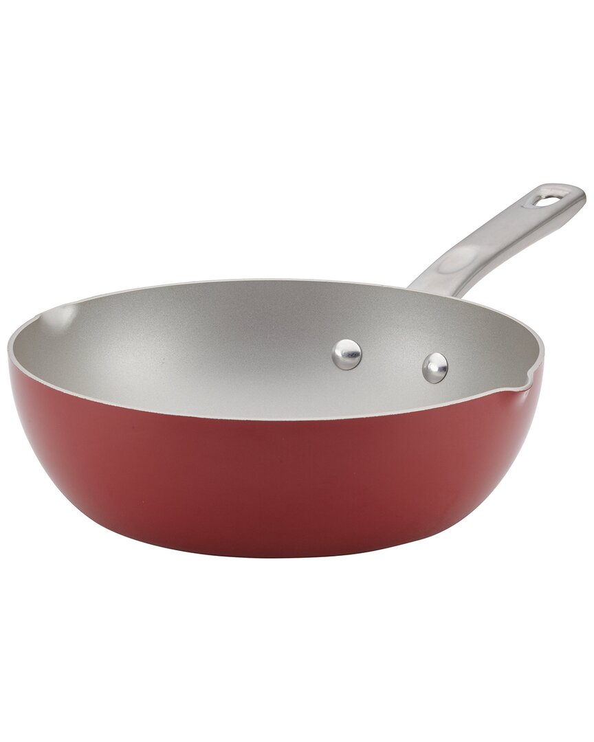 Ayesha Curry Home Collection Porcelain Enamel Nonstick Chef Pan With Pour Spouts, 9.75in In Red