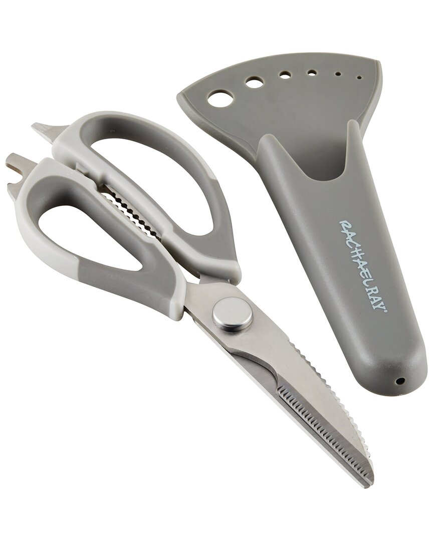 Rachael Ray Professional Multi Shear Kitchen Scissors With Herb Stripper And Sheath In Grey