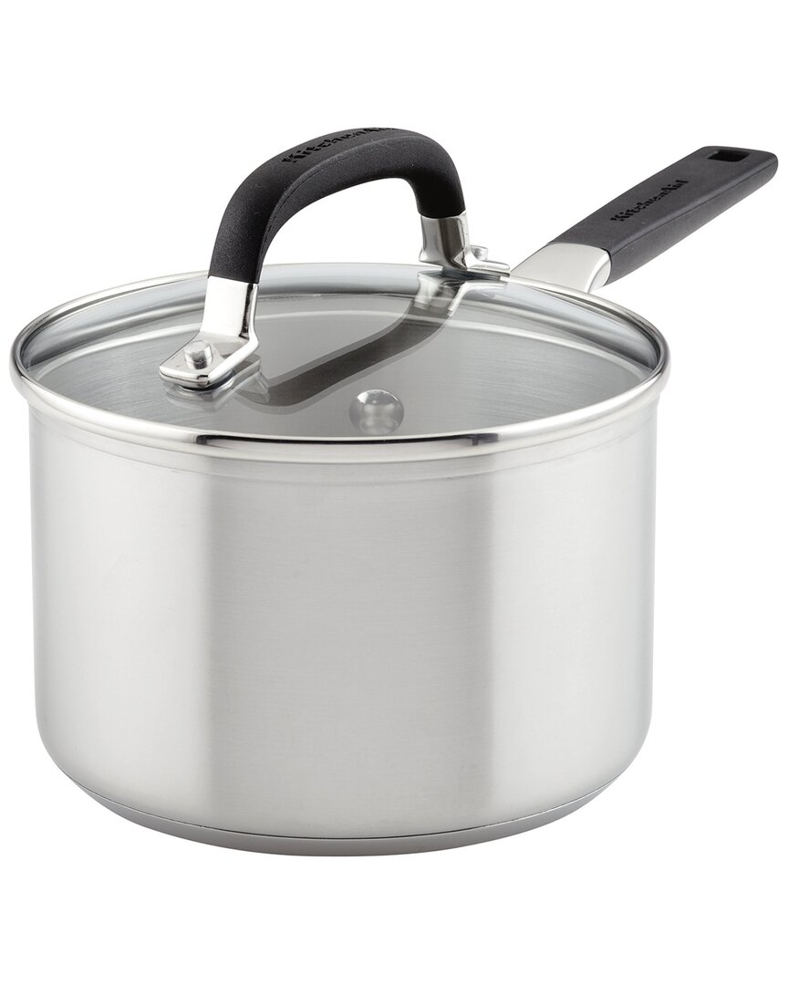 Farberware Kitchenaid Stainless Steel Induction Sauce Pan With Measuring Marks And Lid In Metallic